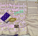 Pastel Pink Moonga Crepe Silk Designer Saree