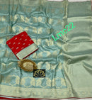 Pastel Blue Moonga Crepe Silk Designer Saree