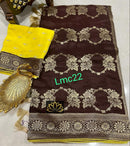 Brown Moonga Crepe Silk Designer Saree