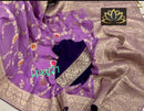 Designer Lavender Khaddi Georgette Saree Meenakari Weaving Style