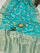 Designer Blue Khaddi Georgette Saree Meenakari Weaving Style