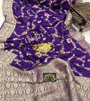 Designer Purple Khaddi Georgette Saree Meenakari Weaving Style