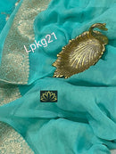 Designer Blue Khaddi Georgette Saree Meenakari Weaving Style