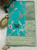 Designer Blue Khaddi Georgette Saree Meenakari Weaving Style