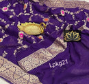 Designer Purple Khaddi Georgette Saree Meenakari Weaving Style