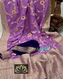 Designer Lavender Khaddi Georgette Saree Meenakari Weaving Style
