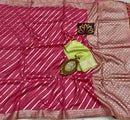 Designer Pink Moonga Crepe Silk Lehariya Style