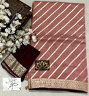 Designer Rusty Brown Moonga Crepe Silk Lehariya Style