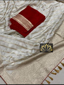 Designer Half White Moonga Crepe Silk Lehariya Style