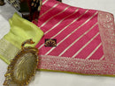 Designer Pink Moonga Crepe Silk Lehariya Style