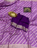 Designer Lavender Moonga Crepe Silk Lehariya Style