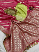 Designer Pink Moonga Crepe Silk Lehariya Style