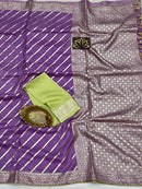 Designer Lavender Moonga Crepe Silk Lehariya Style
