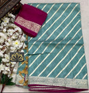 Designer Blue Moonga Crepe Silk Lehariya Style