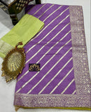 Designer Lavender Moonga Crepe Silk Lehariya Style