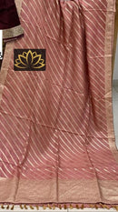 Designer Rusty Brown Moonga Crepe Silk Lehariya Style