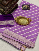 Designer Lavender Moonga Crepe Silk Lehariya Style