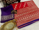 Designer Red Moonga Crepe Silk Lehariya Style