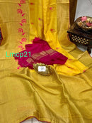 Designer Yellow Moonga Crepe Silk Saree