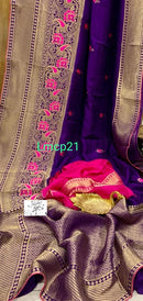 Designer Purple Moonga Crepe Silk Saree