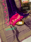 Designer Purple Moonga Crepe Silk Saree