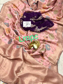 Designer Pink Moonga Crepe Silk Saree with Kadwa Style Meenakari Weaving