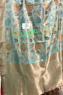 Designer Blue Moonga Crepe Silk Saree with Kadwa Style Meenakari Weaving