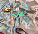 Designer Blue Moonga Crepe Silk Saree with Kadwa Style Meenakari Weaving