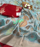 Designer Blue Moonga Crepe Silk Saree with Kadwa Style Meenakari Weaving