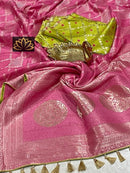 Pink Moonga Crepe Silk Designer Saree
