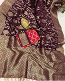 Brown Moonga Crepe Silk Designer Saree