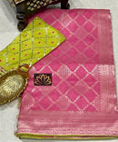 Pink Moonga Crepe Silk Designer Saree