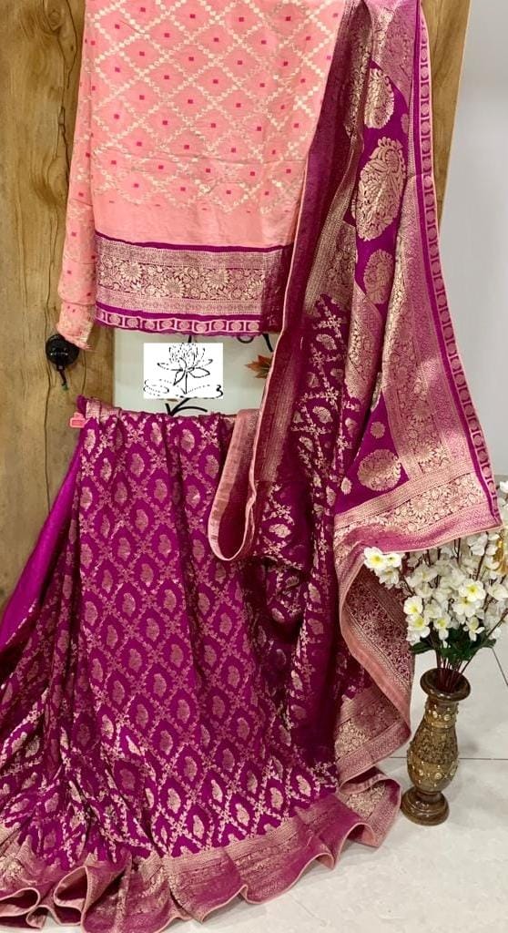 Pink Moonga Crepe Silk Designer Saree