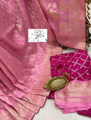 Pink Moonga Crepe Silk Designer Saree