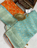 Pastel Blue Moonga Crepe Silk Designer Saree