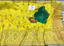 Yellow Moonga Crepe Silk Designer Saree