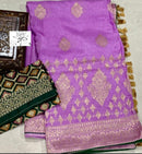 Lavender Moonga Crepe Silk Designer Saree