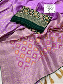 Lavender Moonga Crepe Silk Designer Saree