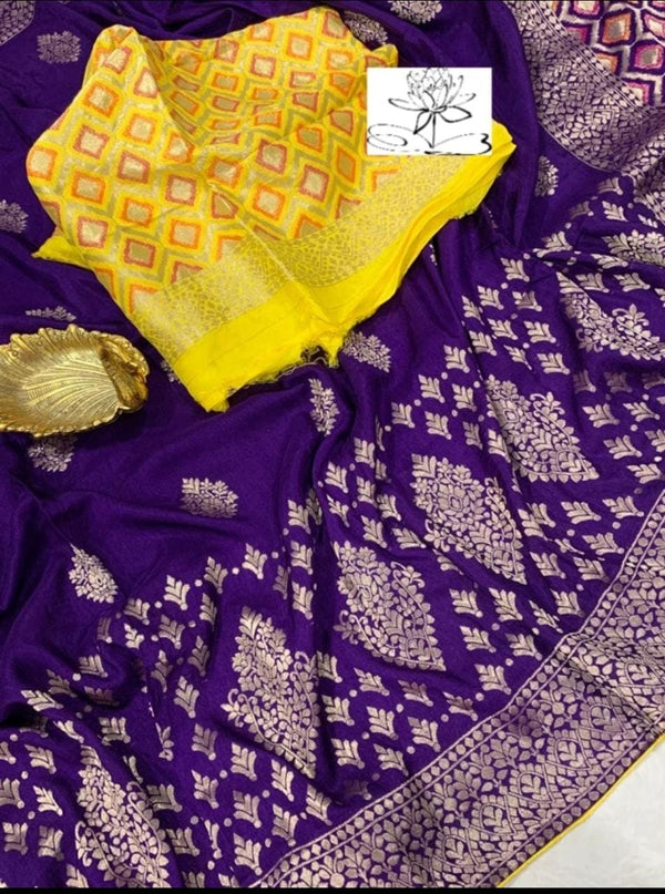 Purple Moonga Crepe Silk Designer Saree