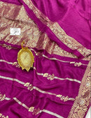 Majentha Pink Moonga Crepe Silk Designer Saree
