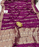 Majentha Pink Moonga Crepe Silk Designer Saree