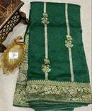Green Moonga Crepe Silk Designer Saree