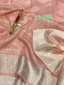 Pink Banarasi Kora Silk Saree with Chikankari Embroidery