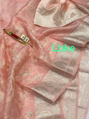 Pink Banarasi Kora Silk Saree with Chikankari Embroidery