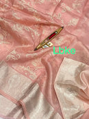 Pink Banarasi Kora Silk Saree with Chikankari Embroidery