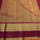 Black Handloom Kanchipuram Silk Saree with Golden Zari Lines