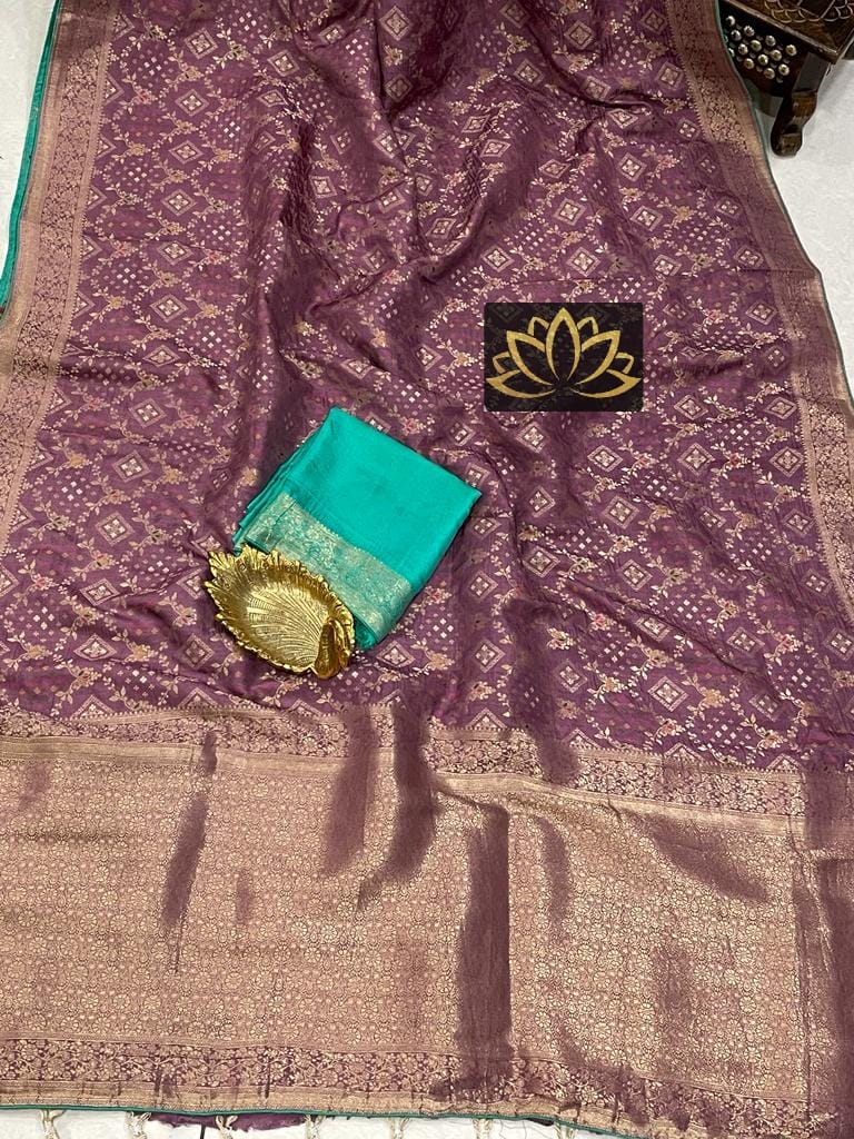 Purple Moonga Crepe Silk Designer Saree