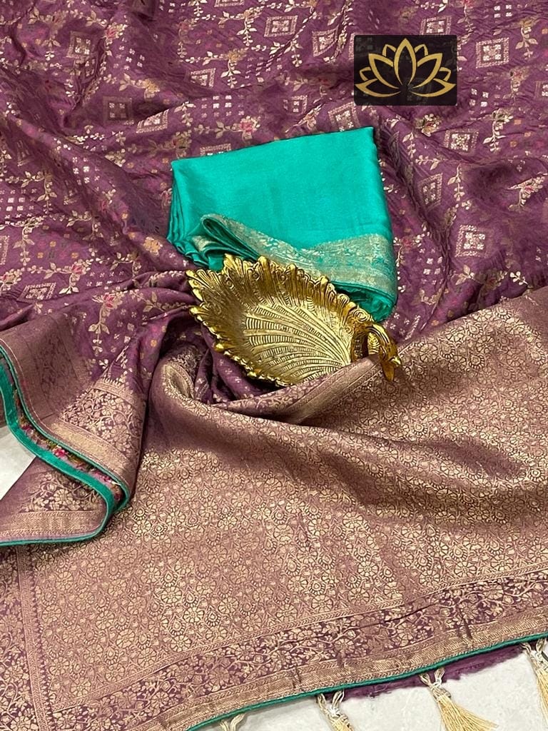 Purple Moonga Crepe Silk Designer Saree