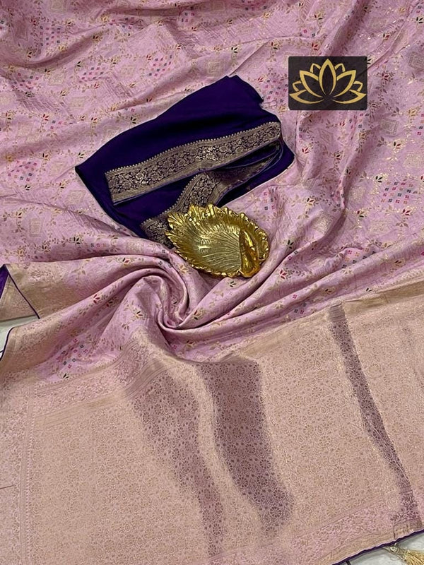 Pink Moonga Crepe Silk Designer Saree