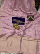 Pink Moonga Crepe Silk Designer Saree